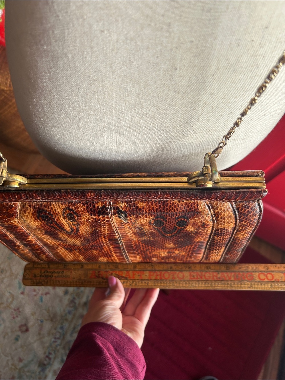 Vintage Genuine Cobra Snakeskin Crossbody Bag - Picture 11 of 16